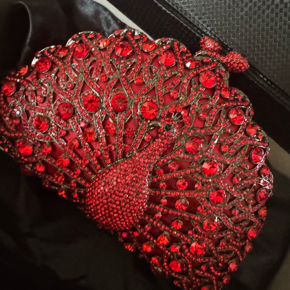 Elegant Red Crystal Clutch